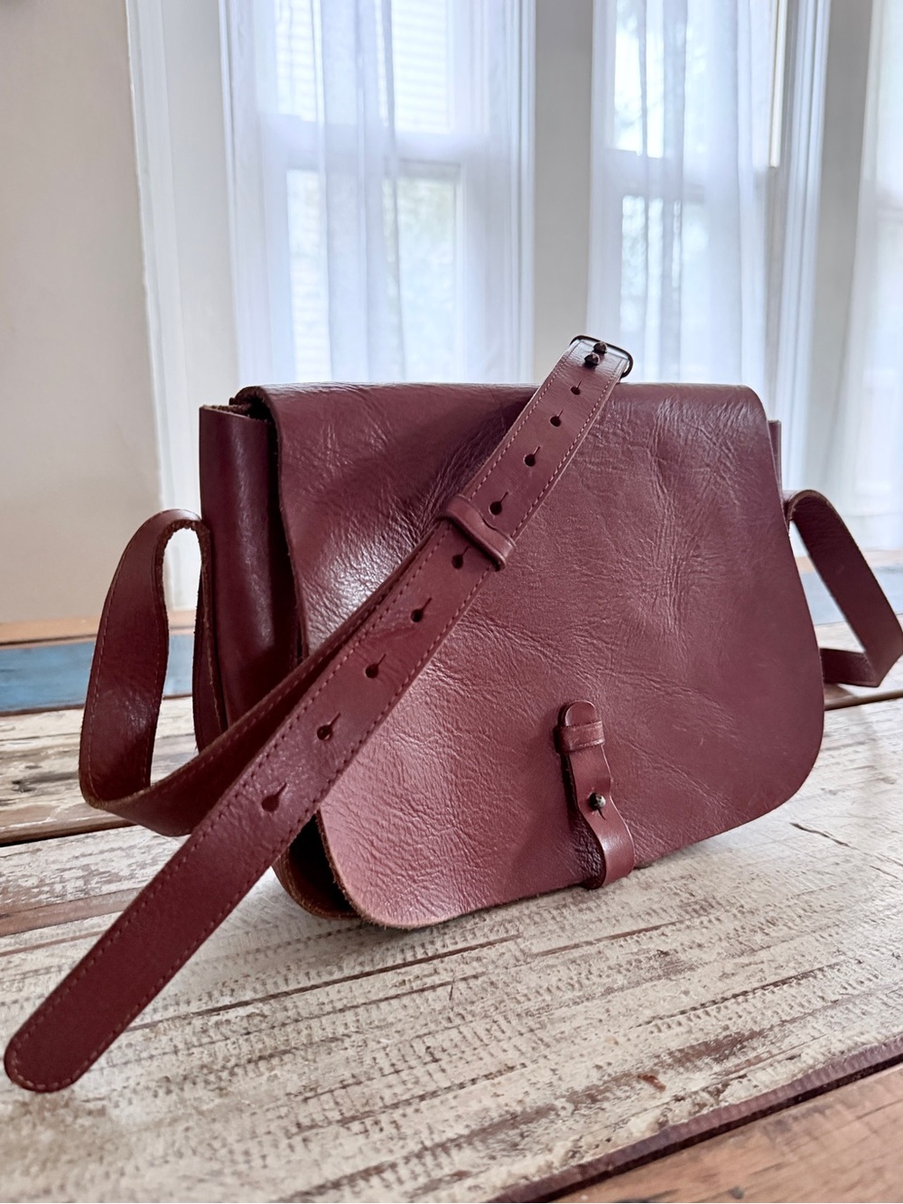 Lucky Brand Brown Leather Saddle Bag Crossbody Boho Purse - Picture 2 of 9
